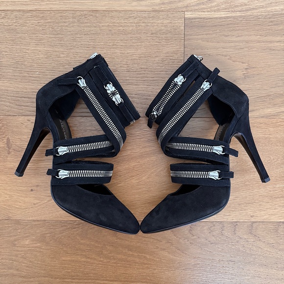 Giuseppe Zanotti Design x BALMAIN Black Suede Ankle Bootie Criss Cross Zips 38½︎ - Picture 6 of 11